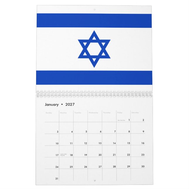 Israel flagga modern patriotisk modern kalender (Jan 2027)