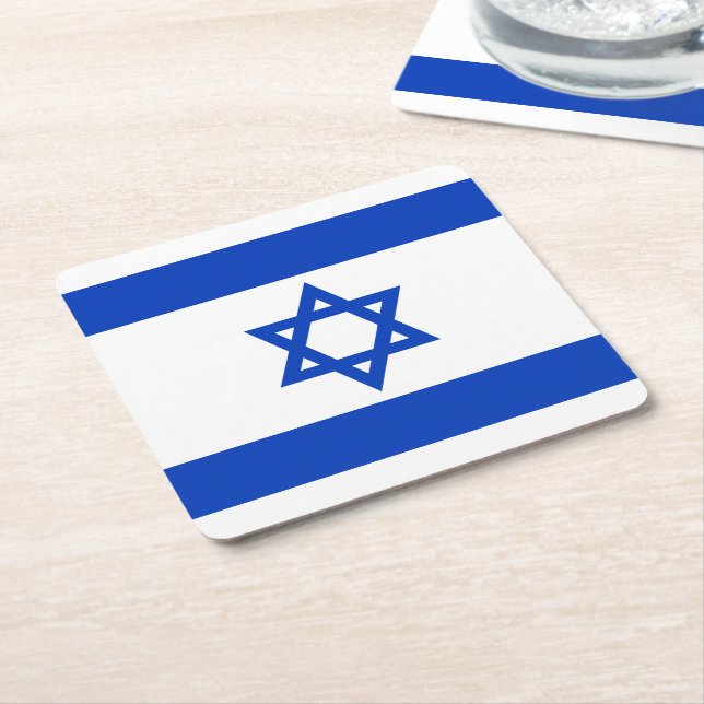 Israel flagga modern patriotisk underlägg papper kvadrat (Vinklad)
