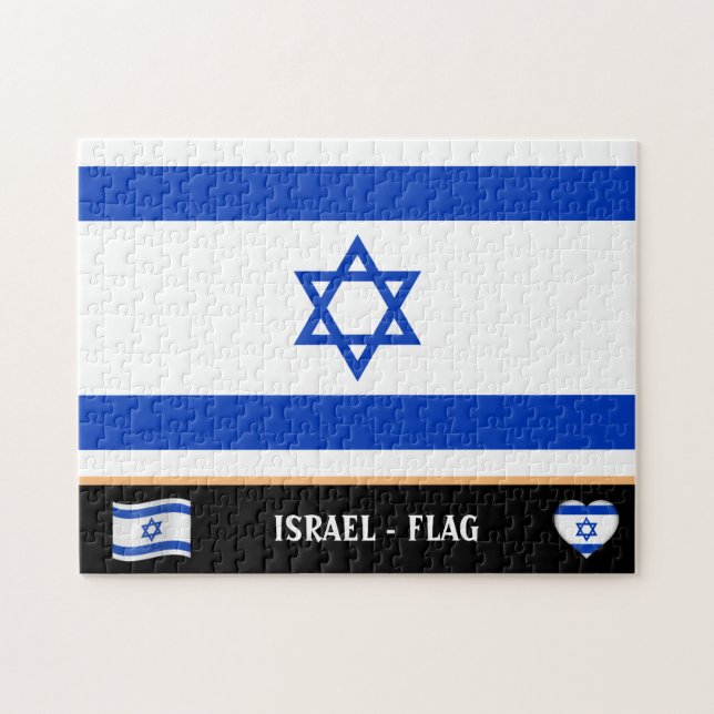 Israel Flagga och Israel land / Israel Pussel (Horisontell)