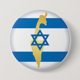 Israel Flagga och Karta Blå Davidstjärna Emblem Knapp