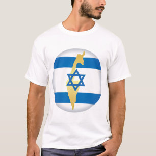 Israel Flagga och Karta Blå Davidstjärna Emblem T Shirt