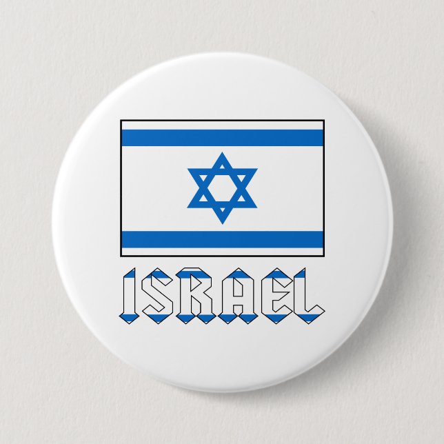 Israel Flagga och ordet ISRAEL  Knapp (Framsida)