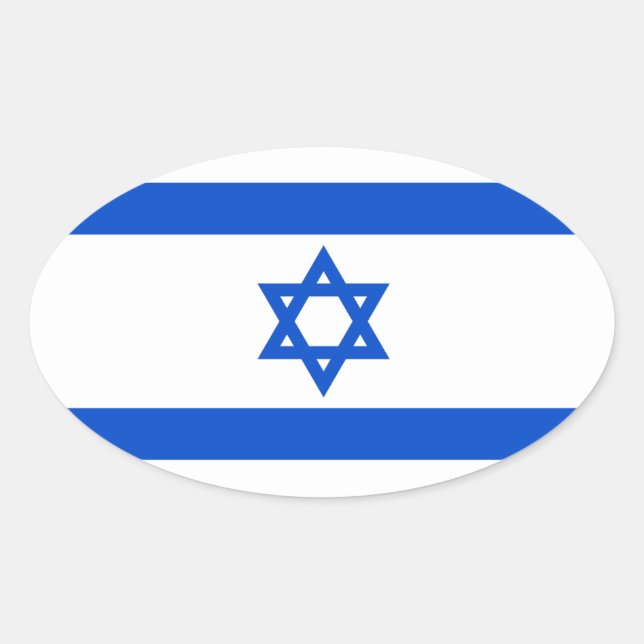 Israel Flagga Oval Sticker Ovalt Klistermärke (Framsida)