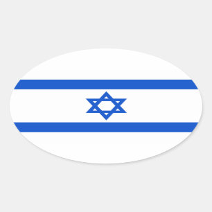 Israel Flagga Oval Sticker Ovalt Klistermärke