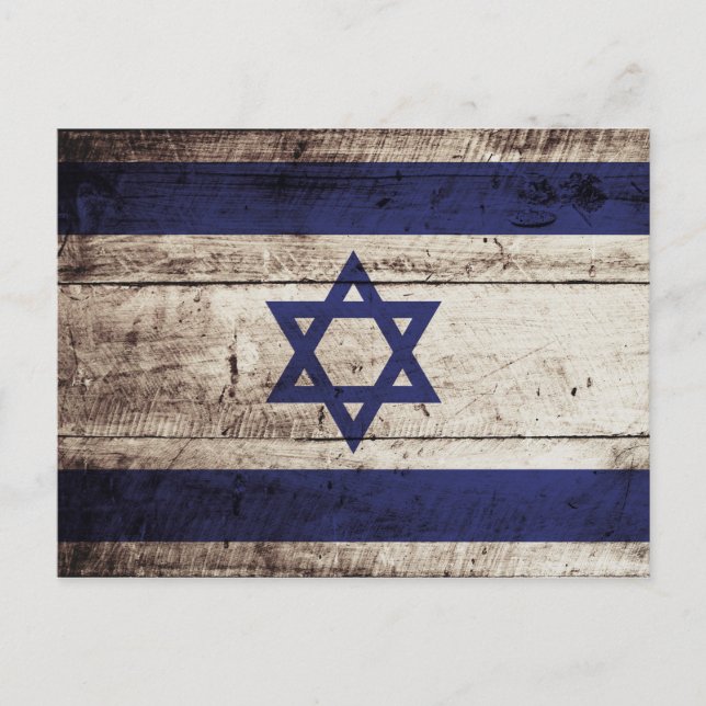 Israel Flagga på Old Wood Grain Vykort (Framsida)