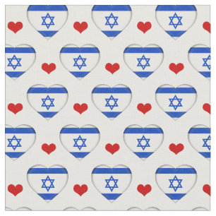 Israel Flagga & Red Heart mode Fabric/Jewish Tyg