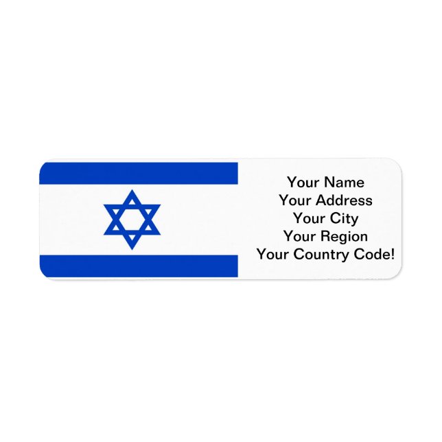 Israel Flagga Returadress Etikett (Framsidan)