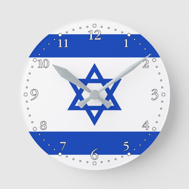 Israel Flagga Rund Klocka (Framsida)