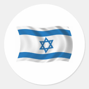 Israel Flagga Sticker Runt Klistermärke