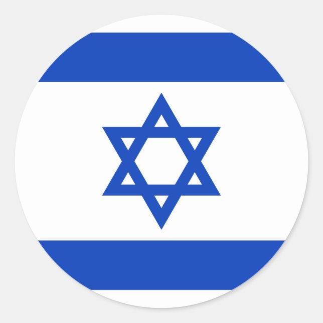 Israel Flagga Sticker Runt Klistermärke (Framsida)