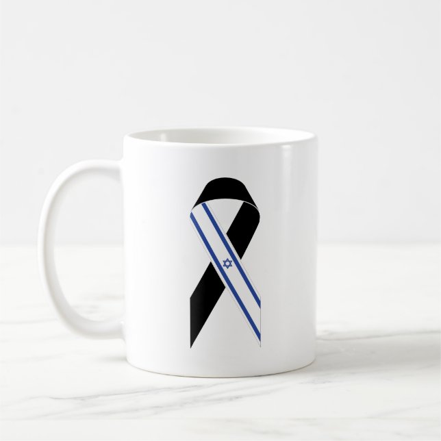 Israel flagga svart band kaffemugg (Vänster)