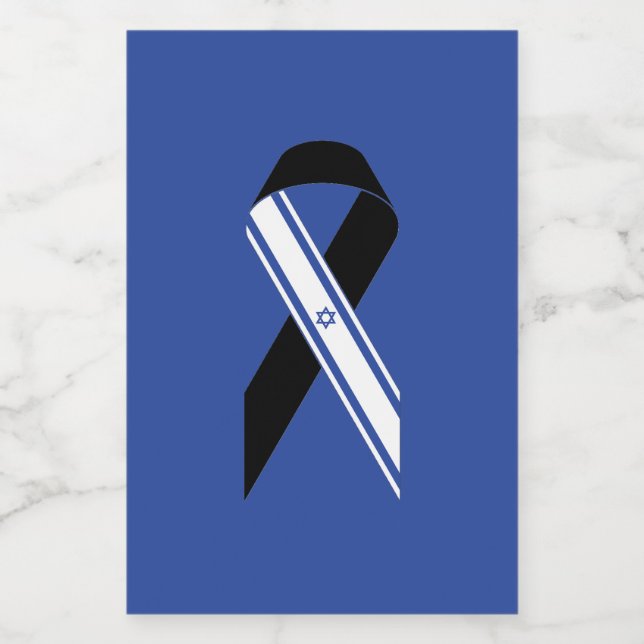Israel flagga svart band minnesmärke blå etiketter (Singel etikett)