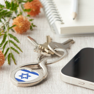 Israel flagga twisted heart silverfärgad nyckelring