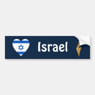 Israel flaggahjärta + Kartabildekal Bildekal