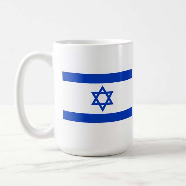 Israel Flagmugga | Blå och vit Magen David Kaffemugg (Vänster)