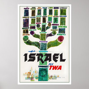 Israel Hanukkah Menorah Ljus Vintage Resa Poster