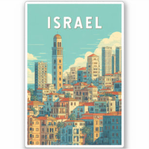 Israel Illustration Resa Konst Vintage Klistermärken