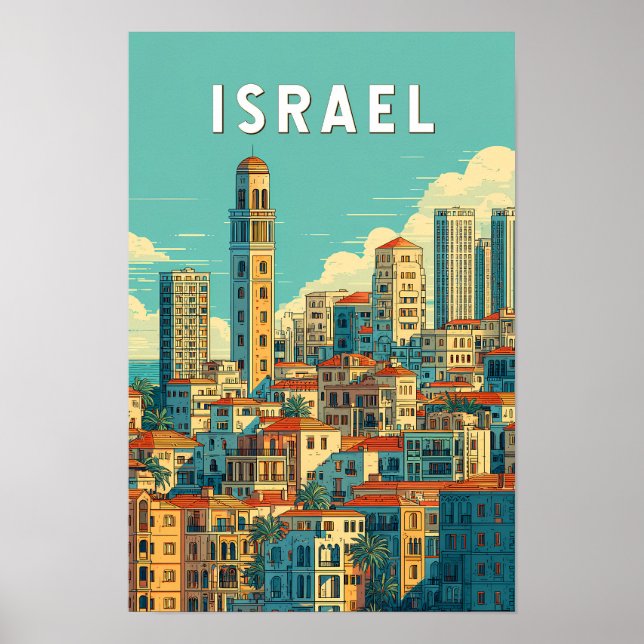 Israel Illustration Resa Konst Vintage Poster (Framsidan)
