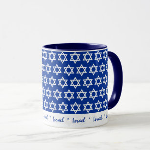 Israel, israeliska Flagga, mugg, vit stjärna/patri Mugg