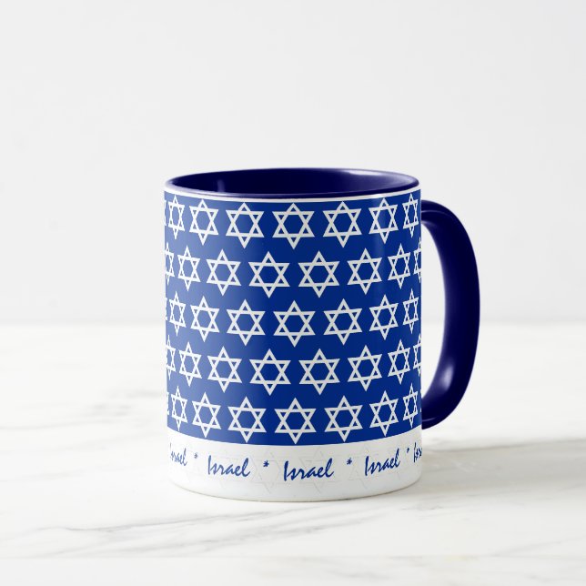 Israel, israeliska Flagga, mugg, vit stjärna/patri Mugg (Framsida höger)