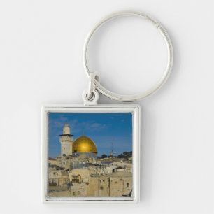 Israel, Jerusalem, Klippdomen Fyrkantig Silverfärgad Nyckelring