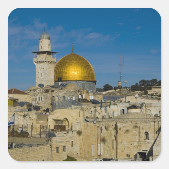 Israel, Jerusalem, Klippdomen Fyrkantigt Klistermärke (Framsida)
