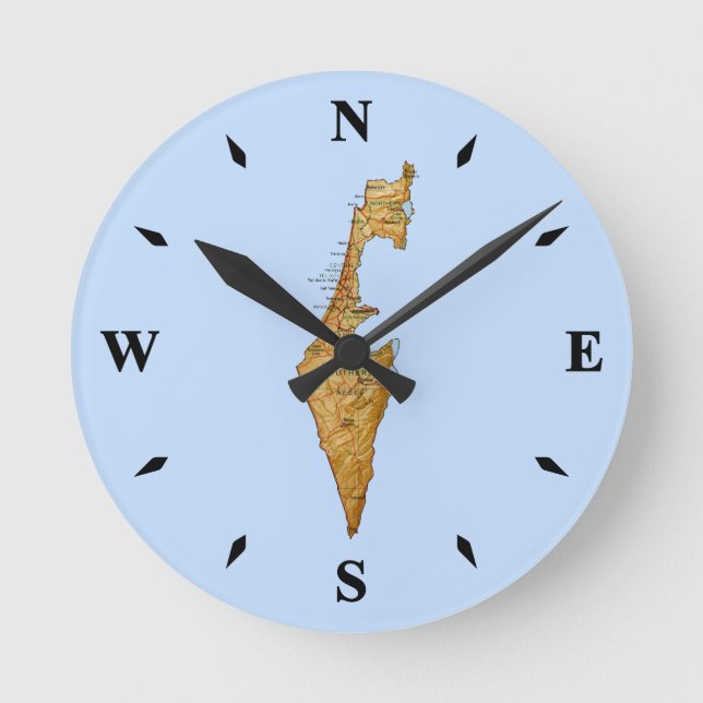 Israel Karta Clock Rund Klocka (Framsida)