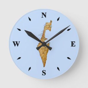 Israel Karta Clock Rund Klocka