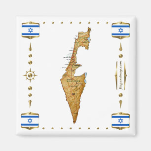 Israel Karta + Flaggor Magnet