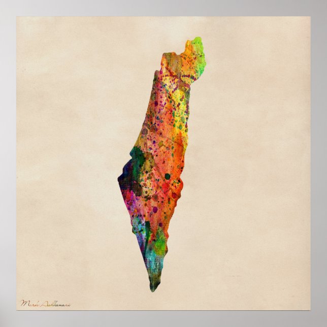 Israel Karta Painting Poster (Framsidan)