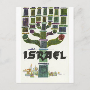 Israel, Menorah, vintage flygresa Vykort