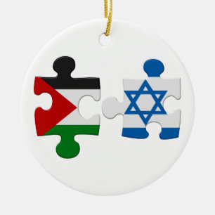 Israel och Palestinakonflikten Flagga Puzzle Ornam Julgransprydnad Keramik