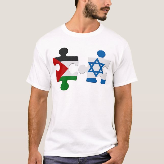 Israel och Palestinakonflikten Flagga Puzzle T-Shi Tee (Framsida)