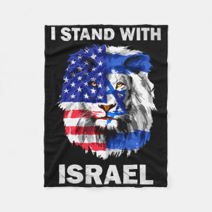 Israel Och Usa Flagga Lejon Jag Står Med Israel Fleecefilt