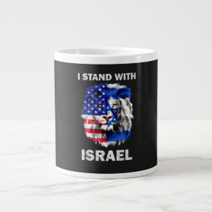 Israel och USA Flagga Lejon _ Jag står med Israel Jumbo Mugg