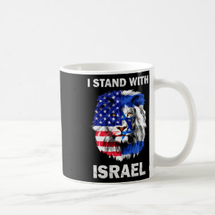 Israel Och USA Flagga Lejon Jag Står Med Israel Kaffemugg