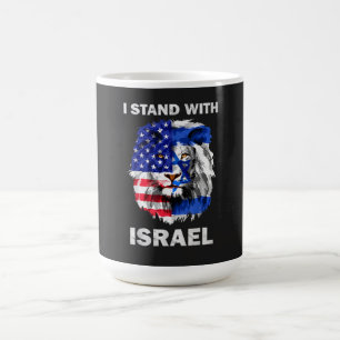 Israel och USA Flagga Lejon _ Jag står med Israel Kaffemugg