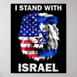 Israel Och USA Flagga Lejon Jag Står Med Israel Poster
