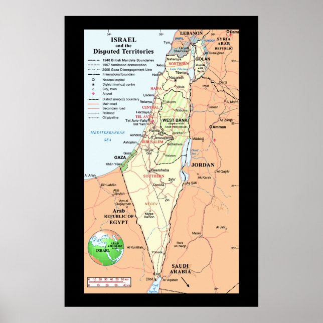 Israel - om gränstvister poster (Framsidan)