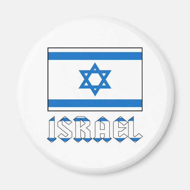 ISRAEL-rundan Israel Flagga-Ord Magnet (Framsidan)