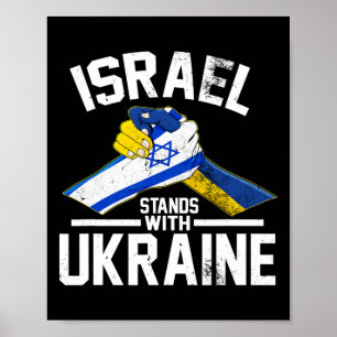 Israel Står Med Ukraina Ukrainsk Israelisk Flagga Poster
