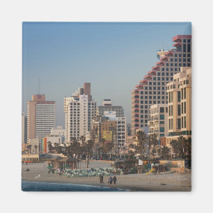 Israel, Tel Aviv, bachfront, hotell, dusk Magnet