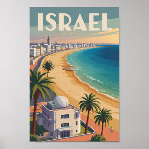 Israel Tel Aviv Illustration Resa Konst Vintage Poster