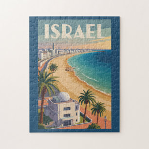 Israel Tel Aviv Illustration Resa Konst Vintage Pussel