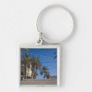 Israel, Tel Aviv, Jaffa, trappor, Old Jaffa Fyrkantig Silverfärgad Nyckelring