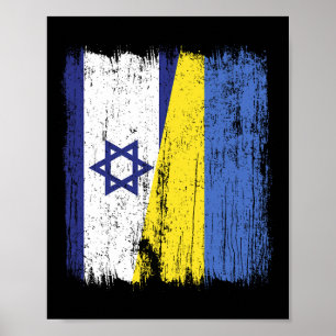 Israel Ukraina Halv Flagga Israelisk Ukrainsk Kult Poster