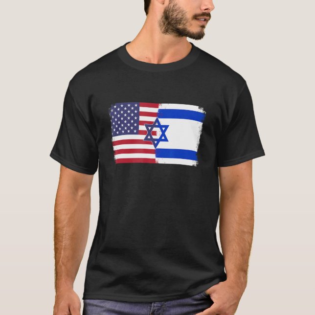 Israel USA flagga T Shirt (Framsida)