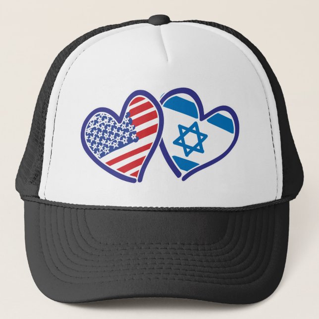 Israel USA Kärlek Truckerkeps (Framsida)