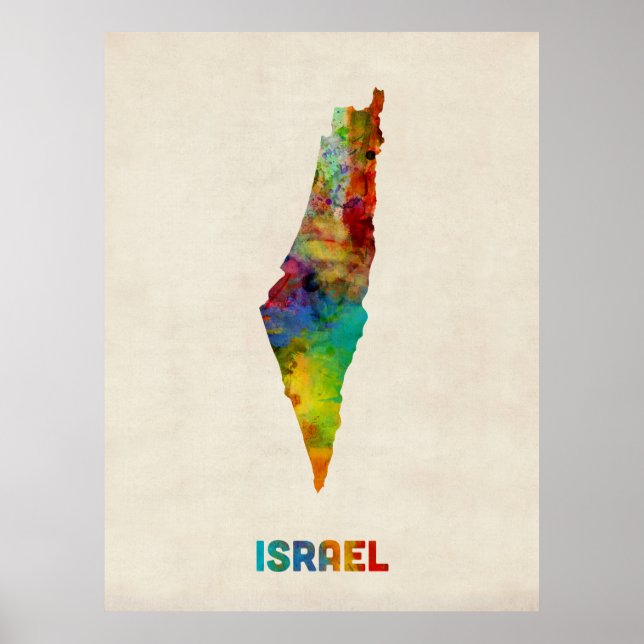Israel Watercolor Karta Poster (Framsidan)
