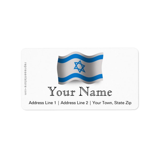 Israel Wave Flagga Adressetikett (Framsidan)